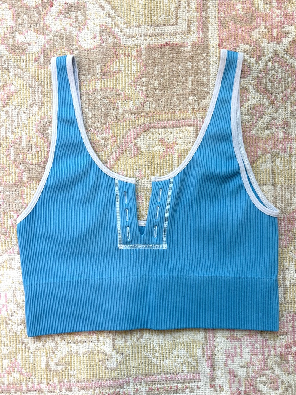 Urban Outfitters Blue Ribbed Tank Top with White Trim